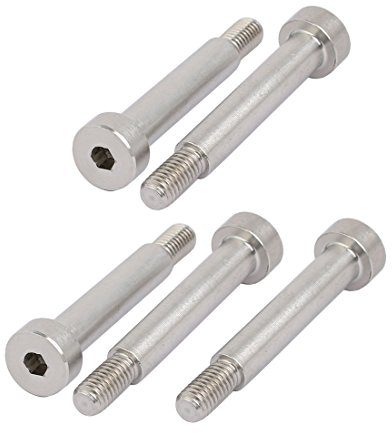 Sourcingmap 5pcs 304 Stainless Steel Hex Socket Shoulder Bolt 6mm Shoulder Dia 30mm Shoulder Length M5 Thread
