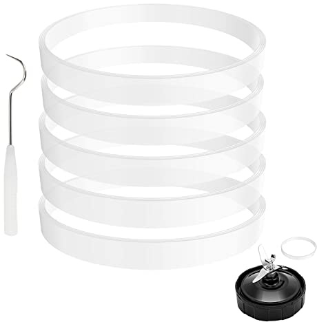 5 Pack Rubber Gaskets Replacement Seal White Ring for Nutri Ninja Blender Replacement for Ninja Auto iQ Pro Extractor CT680 BL456-30 BL480 BL681A BL682 BL640 (3.94 inch Gaskets)