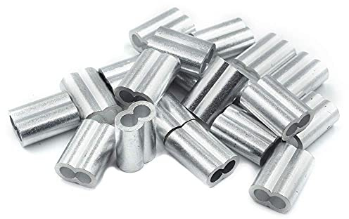 Constrabo| 20 x aluminium pressögla 4,5 mm & 5,0 mm | Aluminium pressklämmor-dubbla hylsor | presshylsor klämma stålvajer kabel pressklämma för rep vajer kabelkontakter slinghylsor klämhylsor