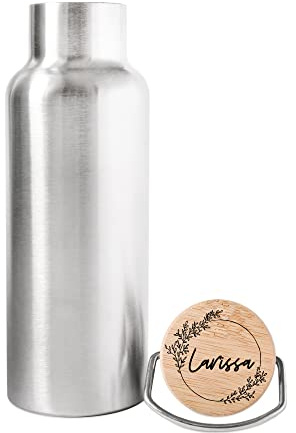 wunderwunsch - Personalisierte Trinkflasche Kinder - Robuste Kinder Trinkflasche Edelstahl - Individuelle Trinkflasche mit Namen 500ml - Personalisierte Geschenke für Kinder (Silber)