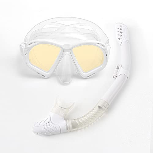 Masque de Plongée Spiegelgürtel Trockenschnorchel Panorama Tauchmaske Anti-Fog Trockenschnorchel Set Schnorcheln Triple Treasure Taucherbrille Schnorchel Set Männer und Frauen Großer Rahmen Silikonmas