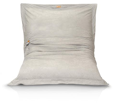Riesen-Sitzsack Größe XXL 360L Kinder & Erwachsene Bean Bag EPS Perlen Füllung Sitzkissen Sessel Bodenkissen 192x146 cm + 2Gratis-Kissen (hellgrau)