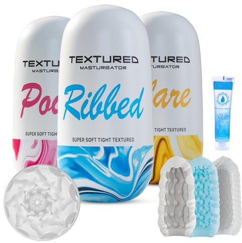 Male Masturbator Sex Toys for Men - Pocket Pussy Egg Set Stroker Adult Sex Toys, Ultra Soft Stretchy 3D Realistic Textured Male Masturbators Cup, 3 Penis Training Egg Set Male Sex Toys for Men