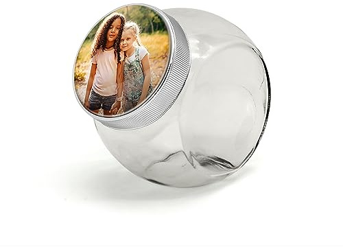 PhotoFancy® - Bonbonglas mit Foto selbst gestalten - Bonbonglas mit eigenem Motiv bedrucken - zwei Größen (Klein (70mm Ø))