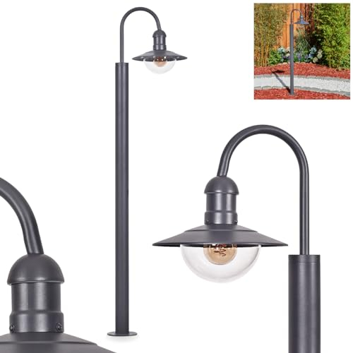 Lámpara de camino exterior Elima, moderna lámpara de camino de metal/plástico en antracita/transparente, lámpara de jardín de 1 foco en aspecto industrial, altura 140 cm, iluminación de jardín IP44, 1