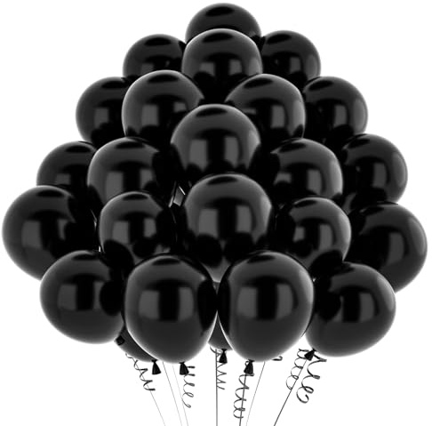Luftballons Metallic, 50 Stück 12 Zoll Matt Metallic Schwarz Ballon, Chrom Schwarz für Geburtstagsdeko Hochzeit Taufe Deko Partydeko 50pcs