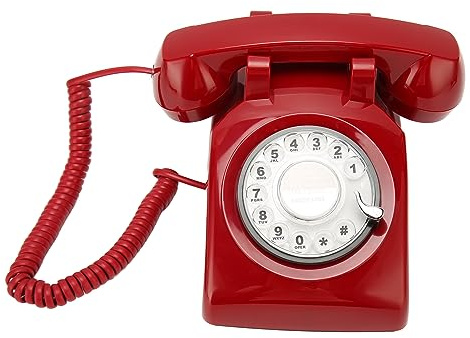 Telefono Fisso retrò, Telefono Vintage Anni '80 con Linea Rotante con Filo, Telefono da Scrivania Vecchio Stile, per Casa, Ufficio, Hotel (rosso)
