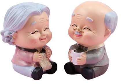 Ciieeo 4 Pz ornamenti della nonna del vecchio regali per le coppie decorazione per torta Statuette anziani per decorare torte Statuette anziani per compleanni ornamento domestico