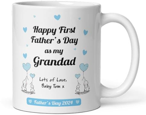 Confidently Quirky - Personalised First Fathers Day As My Grandad White Mug, Baby First Fathers Day Gift For Grandad, Grandad Keepsake From Baby, New Grandad 2025 Fathers Day Gift