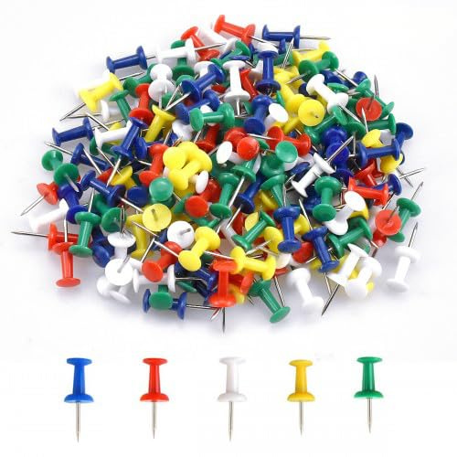 200 st flerfärgade tryckstift, färgade kartspetsar i rostfritt stål, rita tryckstift, karthäftstift, för anslagstavlor, för anslagstavla, tygmarkering, bilder som hänger på hemmet kontoret skolan