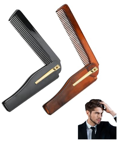 2 Stück Kamm Männer Klappbar, Klappbarer Kamm für Männer faltbarer Haar- und Bartkamm tragbarer Mini-Klappkamm antistatischer Taschenkamm für Bart- und Haarpflege, ideal für Reisen und Alltag