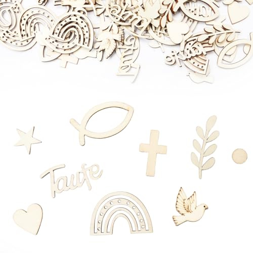 Streudeko Taufe, Streudeko Kommunion, 180 Stück Tischdeko Taufe Junge Mädchen, Deko Taufe Holzfische Kommunion Streudeko Für Firmung Konfirmation Babyshowerparty Taufdeko Decoration