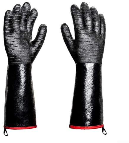 Jayruit Extrem hitzebeständige Handschuhe, 500 °C, Neopren, Grillhandschuhe, wasserdicht, öldicht, Hitzebeständige Grillhandschuhe & Ofenhandschuhe zum Kochen, Grillen Backen (klein)