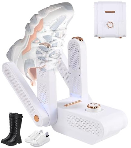 LEAZZLE Asciuga Scarpe Elettrico con Ozono,Asciuga Stivali Pieghevole,Asciuga Scarponi Modo Veloce,Asciuga Scarponi Modo Veloce con Time,Asciuga Scarpe Calcio Scalda Scarponi Sci,Doppio Antibatterico