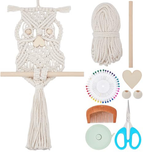 ORIGACH Makramee Wandbehang Set für Anfänger, Eulen Wandteppich Kit mit Anleitung, Boho Dekoration