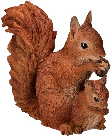 Figuren Shop GmbH Gartenfigur Eichhörnchen mit Kind – liebevolle Tierfigur von HotAnt, naturgetreue Deko 20 cm