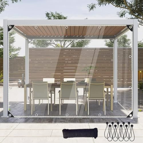 Wasserdichte, transparente Planen, 250 x 800 cm, 0,38 mm, verdickte Auto-Arbeitswerkzeuge, transparente Planen, regendicht, staubdicht, mit Ösen mit Bungee-Kugelseil-Planen