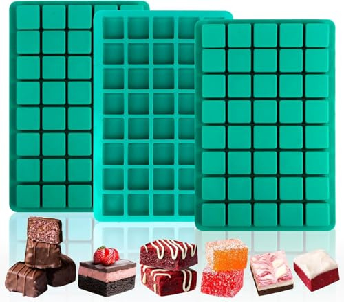 3 Stück Schokoladenform Silikon Tief 40 Kleine Quadrate Dubai Schokolade Selber Machen Antihaftbeschichtung Silikonform Pistazien-Schokoriegeln Silikonformen Backen,für DIY Nüsse Süßigkeiten