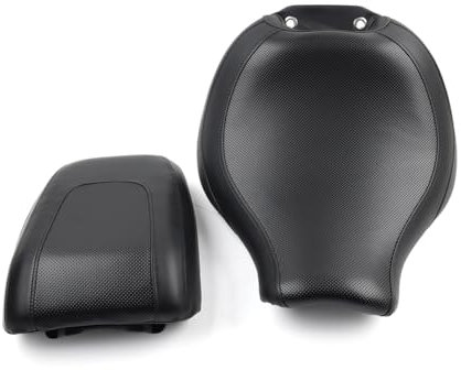 FSFYUK Motorbike Driver & Passenger Rider Two Up One Piece Seat 2pcs for Fat Boy 114 FLFBS FLFB Models 18+ Leather Black