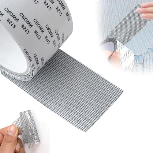JClorix Nastro Riparazione per Zanzariere - 5 cm x 10 m, Auto-Adesivo in Fibra di Vetro e PET per Reti Antizanzare, Porte, Finestre, Piscine e Tende - Resistente ad Acqua e UV (Grigio)