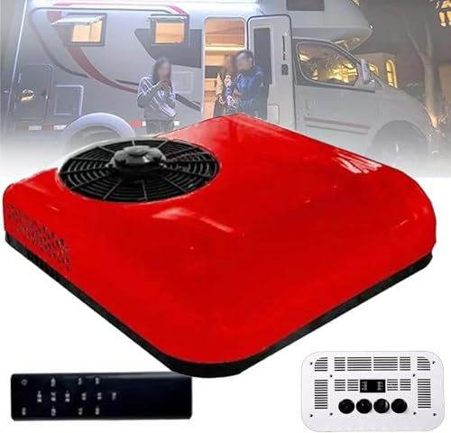 DUXMM Condizionatore d'Aria CC per Tetto 12V / 24V,all-in-One RV Tetto, climatizzatore,per Tetto Camper Riscaldamento e Raffreddamento Camion,Camper,Furgone,Veicolo agricolo,Veicolo,Red-24V