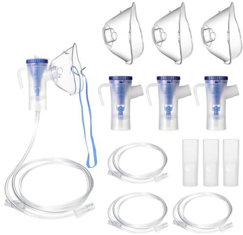 Nebulizer Replacement Parts Kit for Adults Universal Nebuliser Accessories Mask Tubing and Mouthpiece for Home & Travel Use 3 Sets