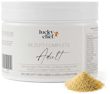 LuckyChef Rezept-Complete Adult 250 g, Vitamin-Pulver für Hunde | Komplett-Pulver für selbstgekochte Menüs und Barf, mit Calcium. Von Tierärzten bilanziert.