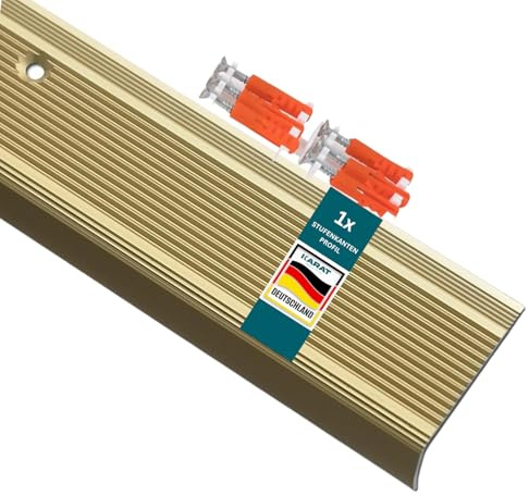 KARAT Treppenkantenprofil L-Form vorgebohrt - Gold - eloxierte Stufenkantenprofil für Parkett und Laminat 1 Stück, 100 cm Länge 3x2 cm - Integral