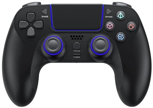 Mando de juego inalámbrico para PlayStation 4 Bluetooth de repuesto para PS4 Slim/Pro y Windows PC, recargable, portátil, doble vibración, joystick remoto con función turbo/mapeo
