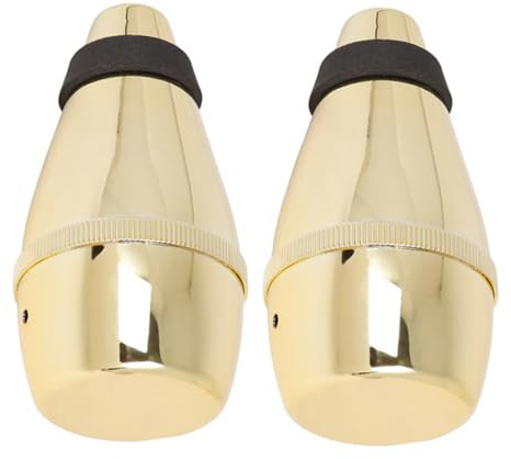 2 Stück Dämpfer für Trompete, Abs, Voll Geschlossen, Gold | Trompetenzubehör für Anfänger und Profis, Einfache Montage, Leise Übung, Schlankes Design