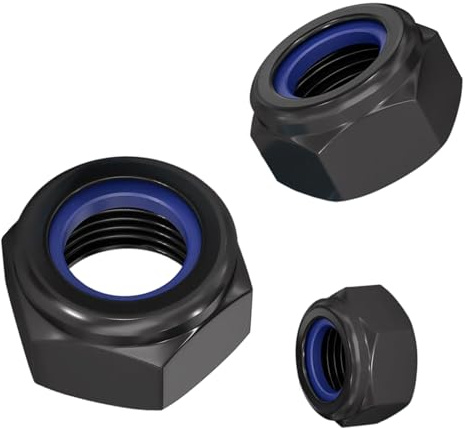 HAISHANG 20 Pezzi Dadi Autobloccanti Esagonali M8, Dadi di Bloccaggio Nero in Acciaio Inossidabile A2 V2A DIN985 con Anello in Nylon per Viti, Bulloni e Barre Filettate