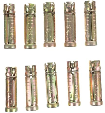 Gatuida 10 pièces Boulons Ancrage Acier pour Béton Massif Goujons à Expansion Knurled pour Fixation Solide et Installation Facile