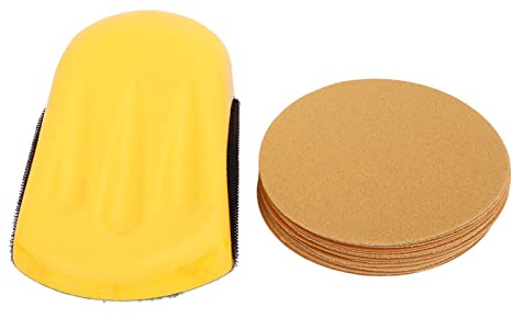 16Pcs Mouse Hook Backing Plate Sand Pad Self Adhesive Sponge Hand Sanding Blocks Yellow Wood Restoration Furniture Hobby Auto Body Drywall Craft