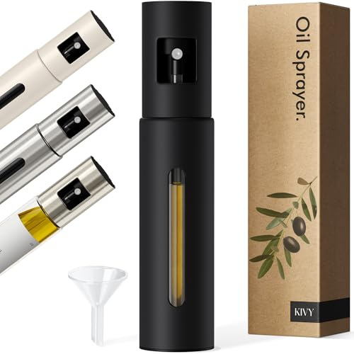 KIVY Ölsprüher [100ML] - Öl Sprühflasche mit Präzisem Sprühkopf - Ölspray Oil Sprayer Oelsprüher - Ölsprühflasche Ölzerstäuber - Sprühöl Kochen Ölsprayer - Olivenöl Spray Öl-Sprühflasche - Schwarz