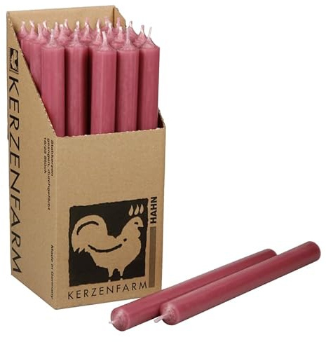 Extra lange Stabkerzen durchgefärbt 25cm (250x22mm) | RAL Tafelkerzen mit 12h+ Brenndauer | Ohne Tropfen & Rußen | Leuchterkerzen für Deko | Made in Germany (10, Altrosa)