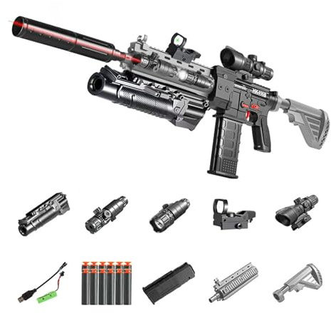Elektrische Spielzeugpistole M416, Kinderpistole Soft Bullet Sniper Toy Foam Blasters, Schaumstoff-Blaster Gewehr Spielzeug mit Automatischem Auswurf, Shooting Games für Kinder Erwachsene (Grau)