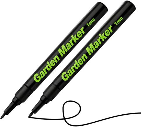 HowseHold Garden Marker Pens Pack of 2 – 1mm Fine Tip Waterproof Plant Label Pens for Outdoor Use, Permanent Ink for Pots, Tags, Seeds and Gardening