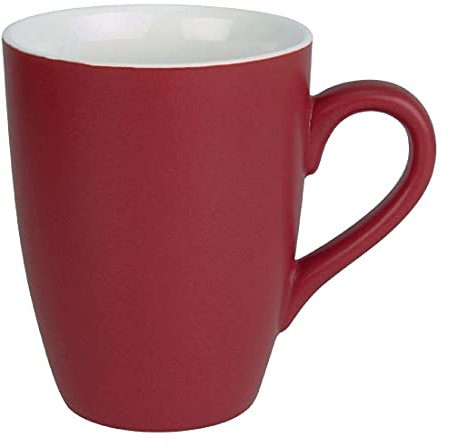 Olympia Matt Pastel Mug Set 340 ml/12 oz (Pack of 6), Red, Vitrified Porcelain, BS4034 Certified for Hotel Use - Oven, Microwave & Dishwasher Safe - Red Coffee Mugs Set, CS043