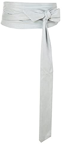 YM YOUMU Damen Breite Taille Gürtel Obi Taillenband Boho Band selbst Tie Wrap Wildleder für Kleid Hemd Longtops (Hellgrau)