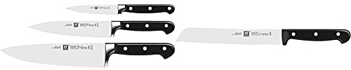 Zwilling Messer-Set, 3-tlg., Spick-/Garniermesser, Fleischmesser, Kochmesser, Professional S & Brotmesser, Klingenlänge: 20 cm, Klingenblatt mit Wellenschliff, Twin Chef