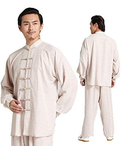 XPF Tai Chi Martial Arts Uniform Cotton Linen Kung Fu Clothing Long Sleeve Women Men Zen Meditation Suit Taekwondo Uniforms,Linen-XL