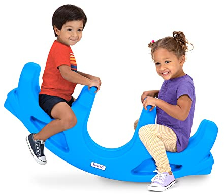 Simplay3 Rock and Roll Teeter Totter Seesaw - Rocking Fun for Two Toddlers or Kids Ages 18 Months to 5 Yrs- Sapphire, Made in USA