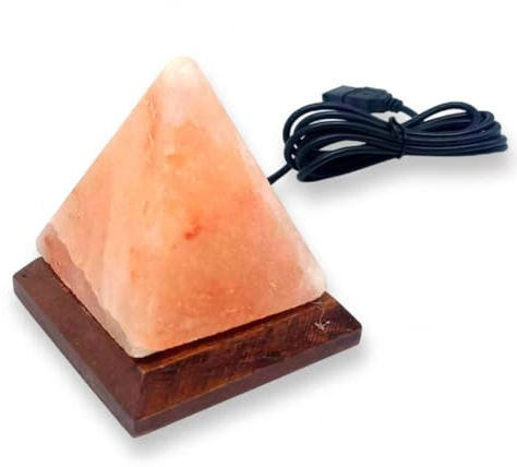 crigema - Lampada USB di Sale dell'Himalaya - 12 cm di Altezza - 0,5-1 Kg (PIRAMIDE)