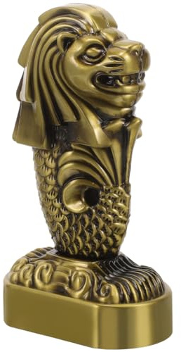 MAGICLULU Merlion-Statue Metall Skulptur 6.30X3.15X2.17 Zoll Feng Shui Tischdekoration Für Zuhause Büro Handgefertigt Mit Detailreichem Design Und Sammlerstück