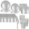 Argent Vaisselle de fete 81 Pièces Argent Jetables Anniversaire Vaisselle Papier Assiettes Papier Tasses Serviettesr Nappe,pour Anniversaire Fête Mariages Fête de Baby Shower Pique-niques-20 Invités