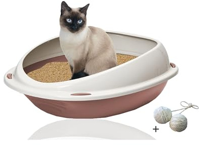 Rohrschneider Katzenklo groß, offen, mit hohem Rand, ohne Deckel, rosa