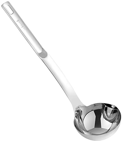 Cucharas Ranuradas para Cocinar Espumadera de cocina, filtro de acero inoxidable, cuchara de sopa de aceite, separador de sopa de aceite de cocina, filtro de aceite, colador de acero (longitud 12x3,7