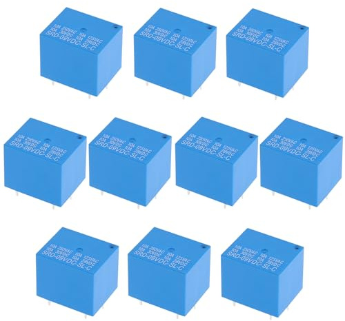 ECSiNG 10PCS Terminali A 5 Pin Relè Di Potenza 9VDC Relè Scheda PC Per Controllo Industriale Sistemi Di Sicurezza Elettronici Automobilistici Elettrodomestico SRD-09VDC-SL-C