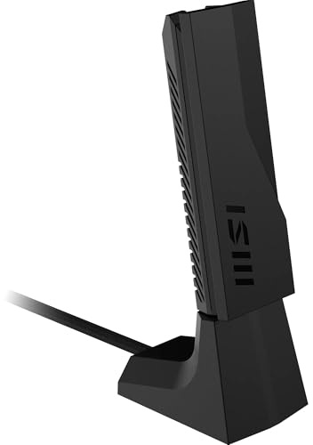 MSI BE6500 - Adattatore WiFi 7 USB - WLAN fino a 2880 Mbps (6GHz, 5GHz, 2.4GHz Wireless), USB 3.2 Gen 1, MU-MIMO, 2X Antenne Tri-Band ad alto guadagno, Beamforming, WPA3 - Cradle incluso
