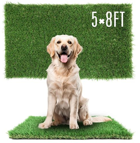 TURF XPRESS 1.38 Artificial Grass Turf 5 x 8 FT, Dog Grass Pads Indoor Outdoor Garden Lawn Landscape Patio Turf Mat Thick Fake Faux Grass Rug Dog Pets Mat for Puppy Potty Training